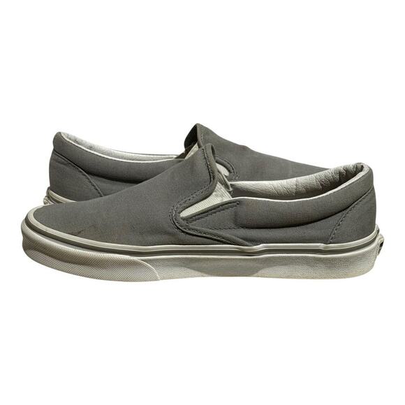 Vans Classic Slip On Light Gray Canvas Sneakers Women's 9 Skate Shoes - Picture 6 of 8